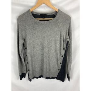 J Crew Womans Wool Blend Side Button Grey Sweater Size Small